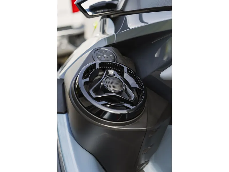 Slide: The Image of Close-up of the steering wheel on a 2024 Sea-Doo RXT-X 325 with tech package. - 35