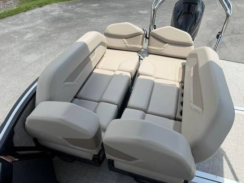 Slide: The Image of The 2027 Flamingo ROVE 245 features luxurious beige upholstery with adjustable seating. - 43