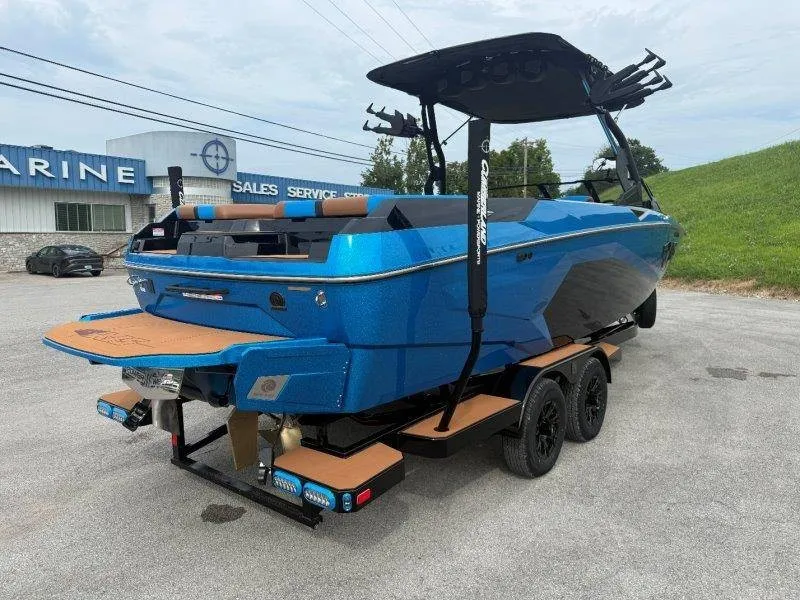 Slide: The Image of A blue 2027 Axis A245 on a trailer. It features a modern design and spacious platform. - 18