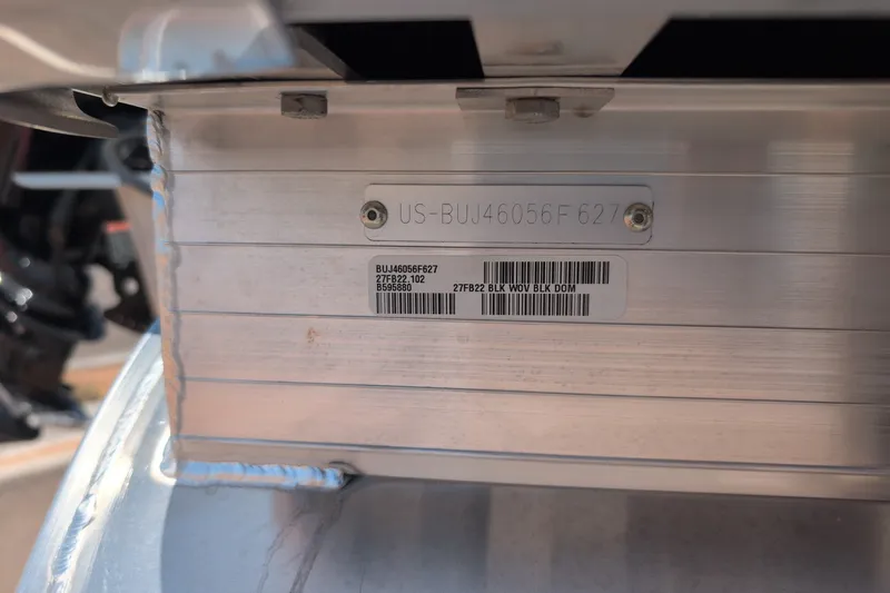 Slide: The Image of Hull identification number on 2027 Sun Tracker Fishin' Barge 22 DLX boat. - 13