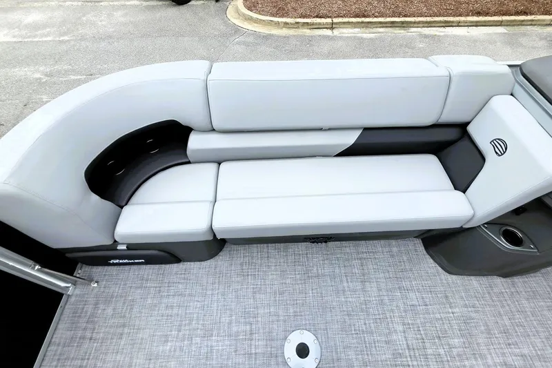 Slide: The Image of 2027 Sun Tracker Party Barge 22 DLX, featuring sleek, comfortable seating. - 20
