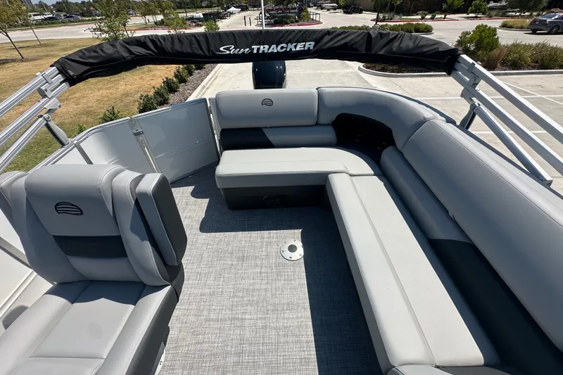 Slide: The Image of 2027 Sun Tracker Party Barge 20 DLX with spacious seating and sleek design. - 15