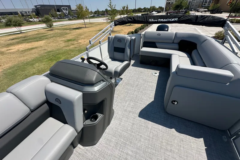 Slide: The Image of 2027 Sun Tracker Party Barge 20 DLX with spacious seating and modern design. - 14