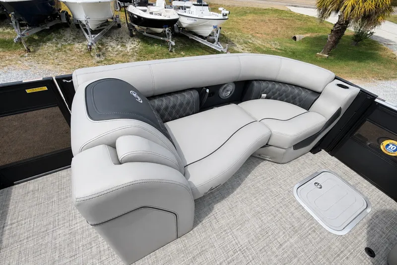 Slide: The Image of Luxurious seating on 2026 Barletta Lusso 25UE pontoon boat, featuring elegant design and comfort. - 21