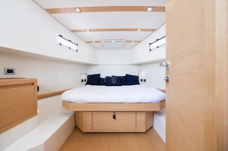 Slide: The Image of Luxurious cabin interior of 2021 Pardo Yachts P38 with modern wood finish. - 36