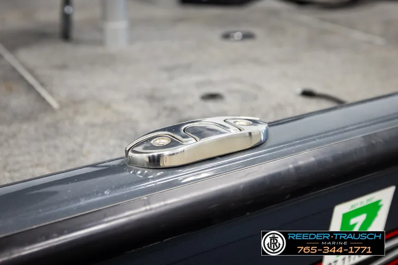 Slide: The Image of 2021 Ranger RT188C boat cleat on deck, Reeder Trausch Marine branding visible. - 56