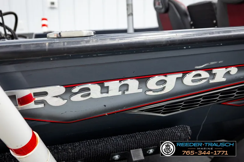Slide: The Image of 2021 Ranger RT188C boat with logo and Reeder-Trausch Marine contact details. - 54