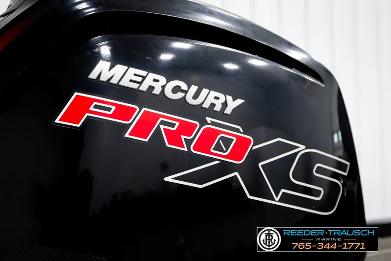 Slide: The Image of Mercury Pro XS engine on 2021 Ranger RT188C boat, Reeder Trausch Marine branding. - 47