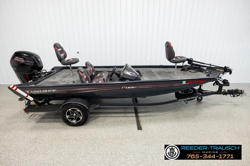 The Image of 2021 Ranger RT188C fishing boat with trailer, featuring Mercury Pro XS engine. - 1