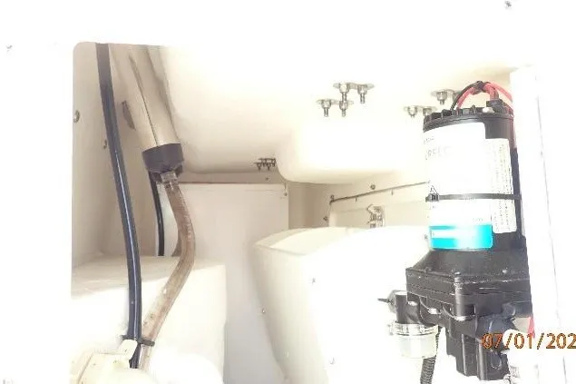 Slide: The Image of Interior view of 2023 Cape Horn 34XS boat showing mechanical components. - 57