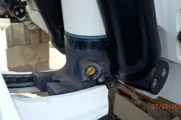 Slide: The Image of Close-up of a 2023 Cape Horn 34XS boat engine mount detail. - 18