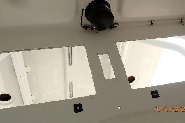 Slide: The Image of Interior view of 2023 Cape Horn 34XS boat ceiling with cutouts and fixtures. - 51