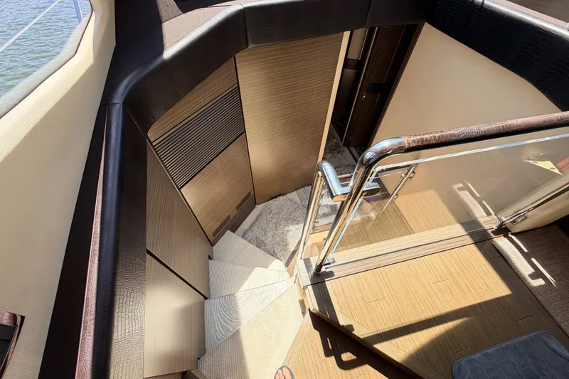 Slide: The Image of Staircase on 2014 Azimut 64 yacht with modern wood and metal design. - 20