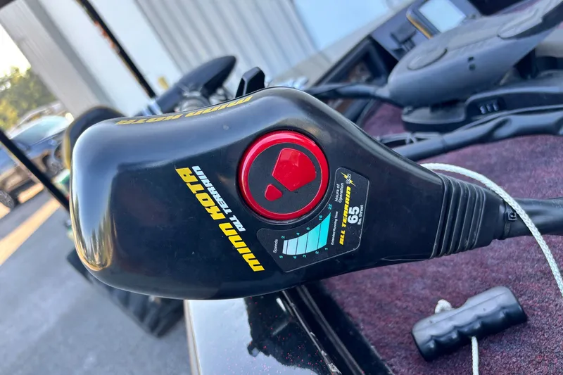 Slide: The Image of Minn Kota trolling motor control on 1988 Ranger 375V boat deck. - 2