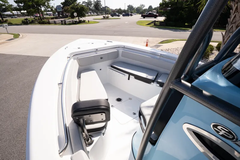 Slide: The Image of 2027 Sea Pro 222 Center Console boat interior with seating and console view. - 15