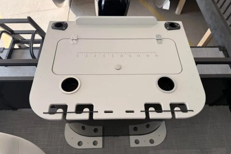 Slide: The Image of Fishing station on 2027 Sylvan R-20 PARTY FISH boat with cup holders and measuring guide. - 3
