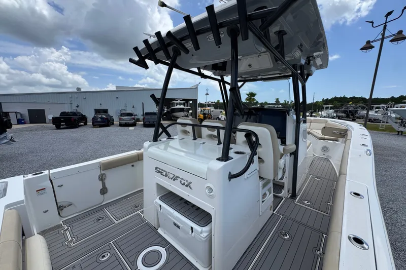 Slide: The Image of 2017 Sea Fox 328 Commander boat with spacious deck and modern amenities. - 45