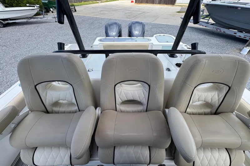 Slide: The Image of 2017 Sea Fox 328 Commander boat seats with luxurious beige upholstery. - 33