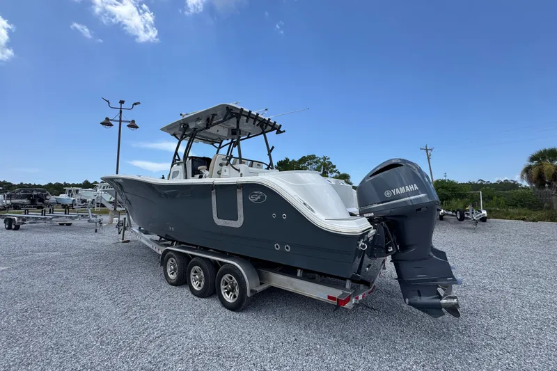 Slide: The Image of 2017 Sea Fox 328 Commander boat on trailer with Yamaha outboard motor. - 20