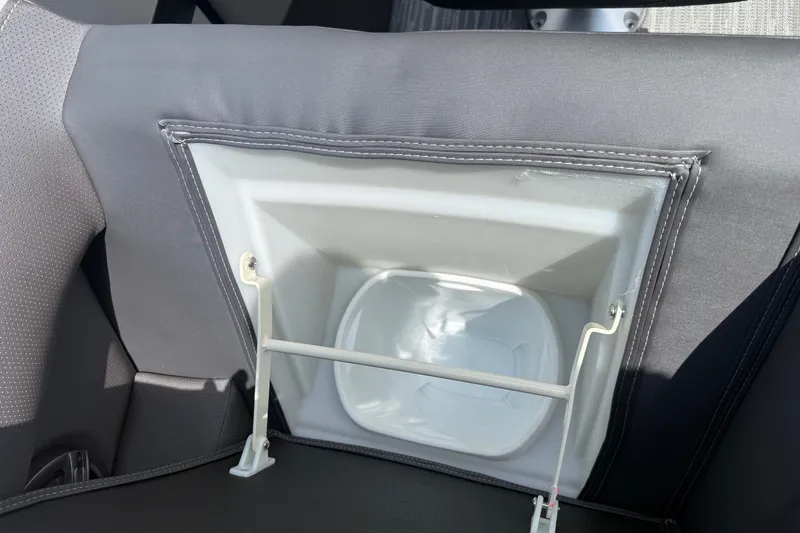 Slide: The Image of Backseat tray table in Viaggio x22u 2027, folded and secured in place. - 17