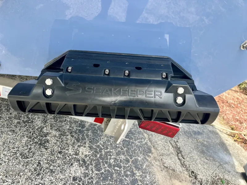 Slide: The Image of A Seakeeper stabilizer is mounted on a boat sitting on a trailer. - 7