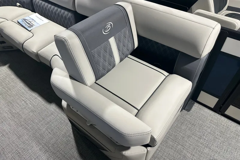 Slide: The Image of Luxurious seating on the 2025 Barletta LUSSO 23QSSA pontoon boat. - 9