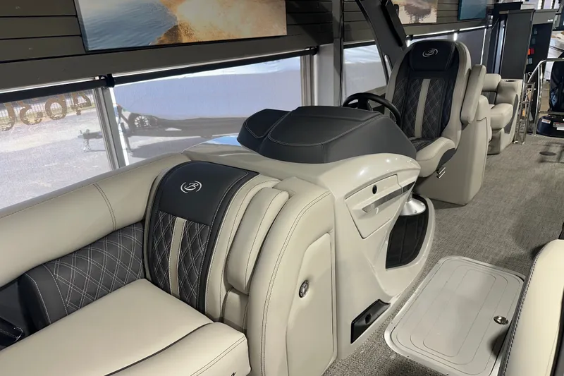 Slide: The Image of Luxurious interior of 2025 Barletta LUSSO 23QSSA pontoon boat with plush seating. - 5