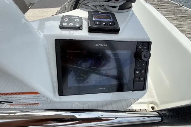 Slide: The Image of Helm of 2022 Jeanneau Sun Odyssey 410 with Raymarine navigation system. - 12