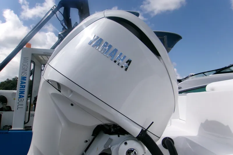 Slide: The Image of Yamaha outboard motor on a 2027 Sportsman Open 232 Center Console boat. - 2