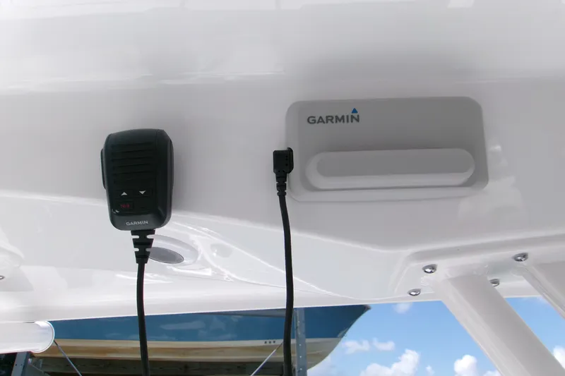 Slide: The Image of Garmin marine equipment on 2027 Sportsman Open 232 Center Console boat. - 16