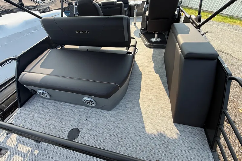 Slide: The Image of 2026 Sylvan X1 CLZ DH boat interior with sleek seating and modern design. - 8