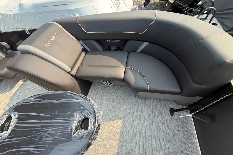Slide: The Image of Luxurious seating on 2026 Sylvan X1 CLZ DH boat, featuring sleek design and premium materials. - 15