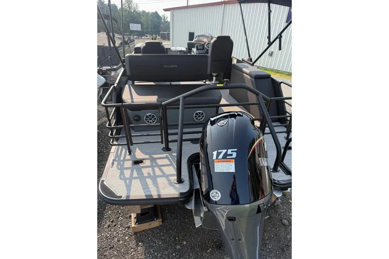 Slide: The Image of 2026 Sylvan X1 CLZ DH boat with Yamaha 175 engine, rear view. - 7