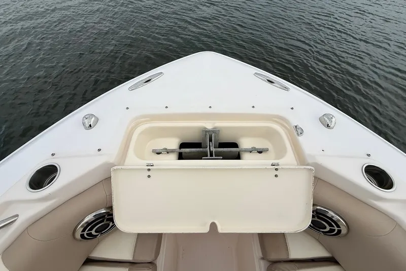 Slide: The Image of Bow view of 2013 Grady-White Freedom 275 boat with anchor storage. - 30
