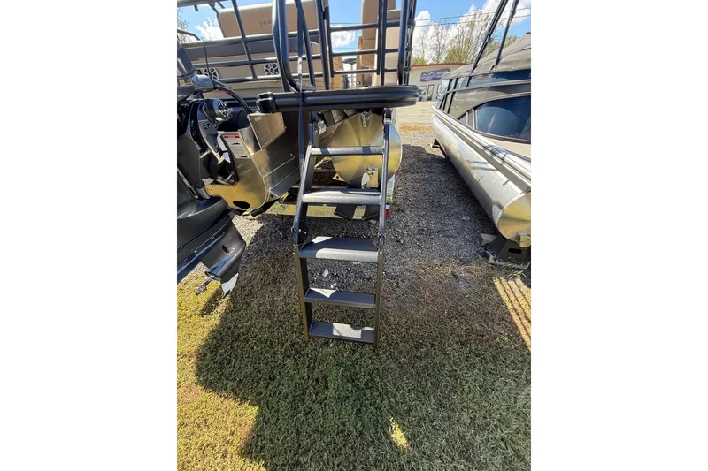 Slide: The Image of 2026 Sylvan X-3 CLZ DH boat ladder on grass, showcasing sturdy design. - 23