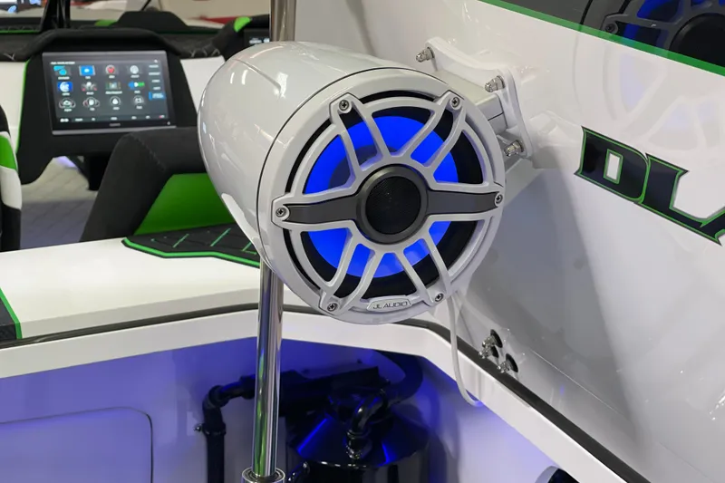 Slide: The Image of 2022 Daves Custom Boats M-44 with JL Audio speaker and digital dashboard. - 35