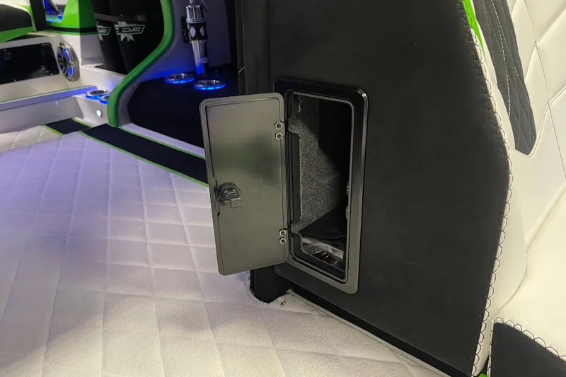 Slide: The Image of Interior of 2022 Daves Custom Boats DCB M-44 with open storage compartment. - 19