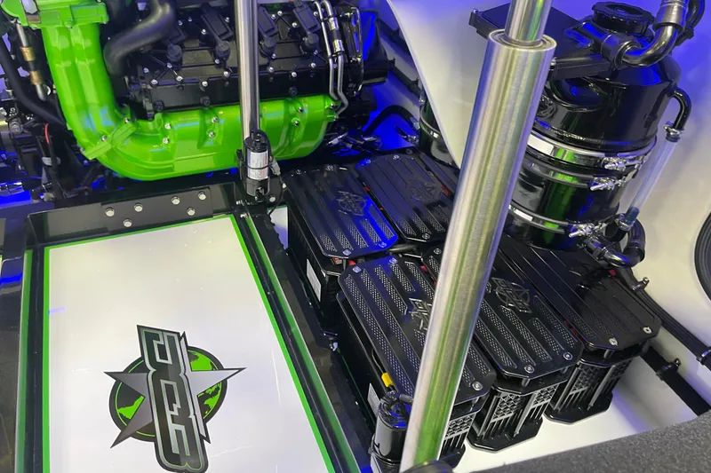 Slide: The Image of Engine compartment of a 2022 Daves Custom Boats DCB M-44, showcasing vibrant components. - 34