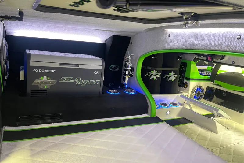 Slide: The Image of Interior of 2022 Daves Custom Boats DCB M-44 with modern amenities and sleek design. - 21