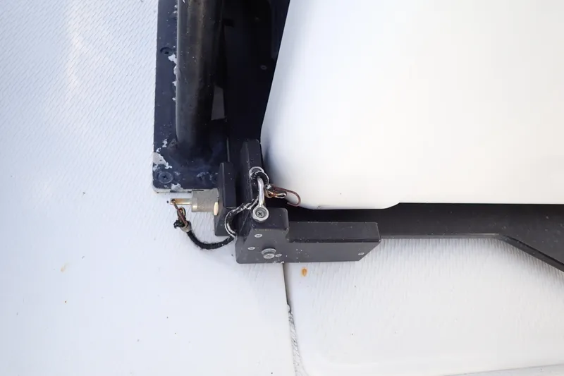 Slide: The Image of Close-up of a 2015 Blue Wave 2400 PureBay boat component on a white surface. - 86