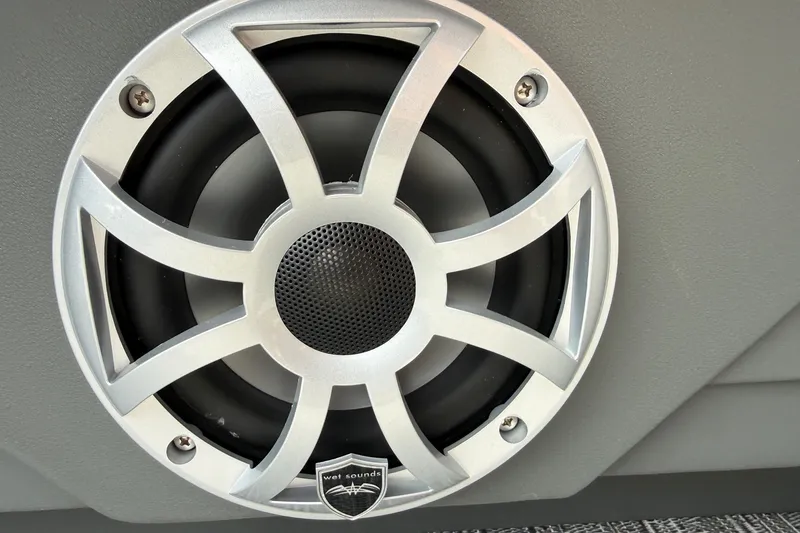 Slide: The Image of Close-up of a Wet Sounds speaker in a 2026 Sylvan L-3 LZ DH boat. - 15