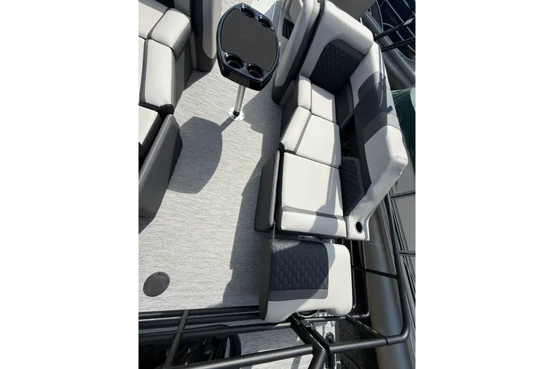 Slide: The Image of Luxurious seating on 2026 Sylvan L-3 LZ DH pontoon boat with modern design. - 18