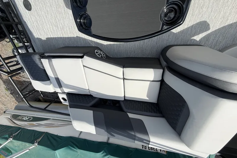 Slide: The Image of Luxurious seating on 2026 Sylvan L-3 LZ DH pontoon boat, featuring modern design and comfort. - 17
