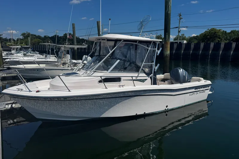 The Image of 2007 Grady-White Seafarer 226 boat docked in a marina under clear skies. - 1