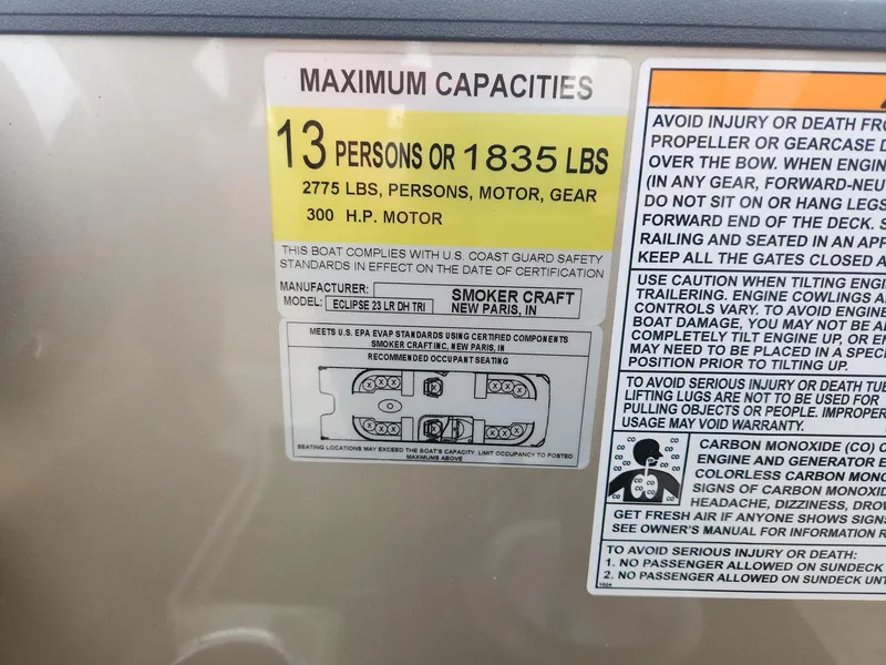 Slide: The Image of Capacity sign: 13 persons or 1835 lbs, 300 HP motor. - 21