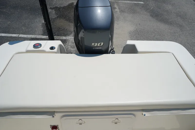 Slide: The Image of 2015 Key West 197 Skiff boat with Yamaha 90 engine, rear view. - 10