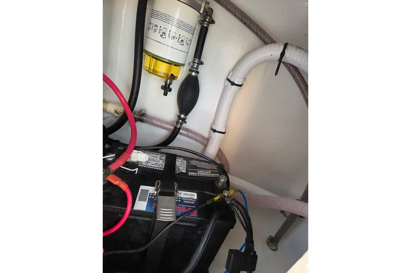 Slide: The Image of 2022 Tidal Creeks Boatworks Center Console battery and wiring setup. - 33