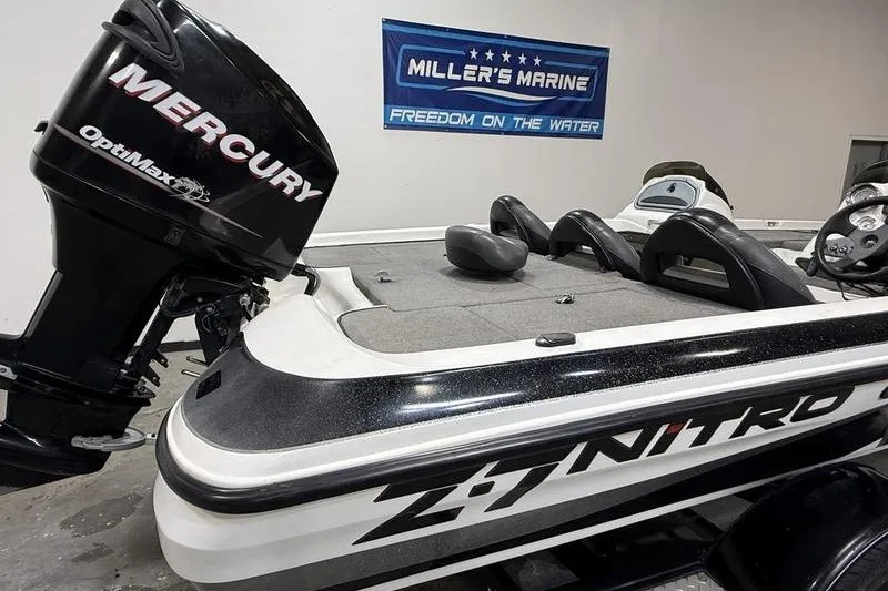 Slide: The Image of 2009 Nitro Z-7 boat with Mercury OptiMax engine at Miller's Marine showroom. - 4