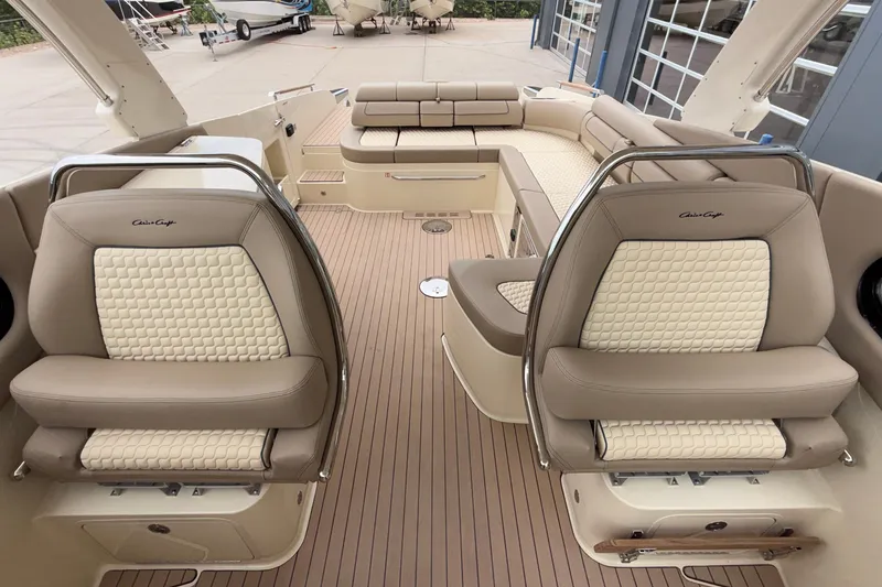 Slide: The Image of Luxurious interior of 2027 Chris-Craft Launch 35 GT boat with elegant seating. - 39