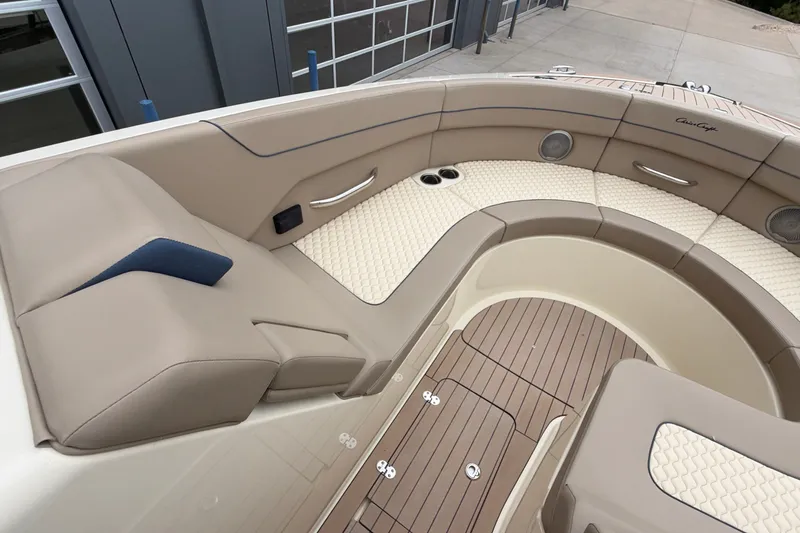 Slide: The Image of Luxurious interior of 2027 Chris-Craft Launch 35 GT boat with elegant seating and wood flooring. - 52